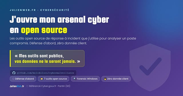 Boîte à outils open source de réponse à incident DFIR — Julienweb (défense d'abord, zéro donnée client)