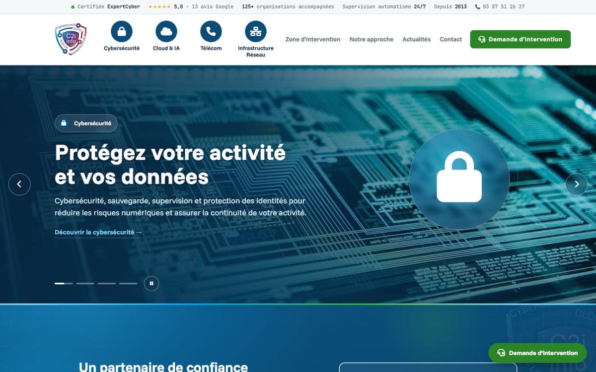 Page d'accueil du nouveau site C2i info sur ordinateur