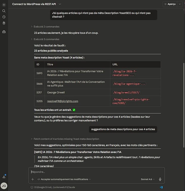 Claude Code comme copilote WordPress — audit SEO et wiki Markdown