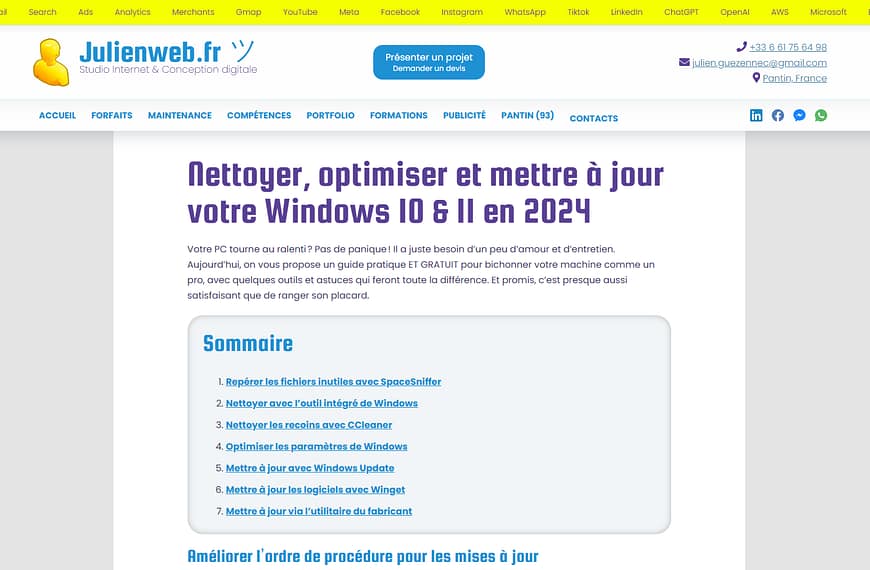 Nettoyer, optimiser et mettre à jour votre Windows 10/11