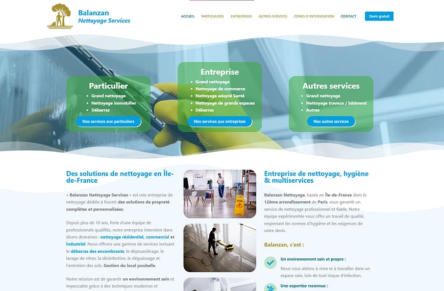 Création du site web de Balanzan Nettoyage