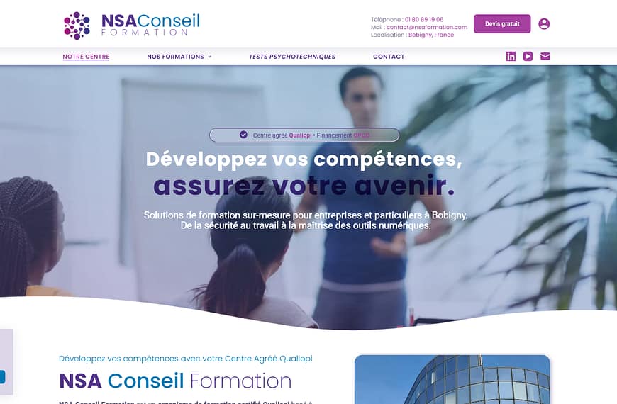 Julienweb.fr crée le site web de NSA Conseil Formation à Pantin